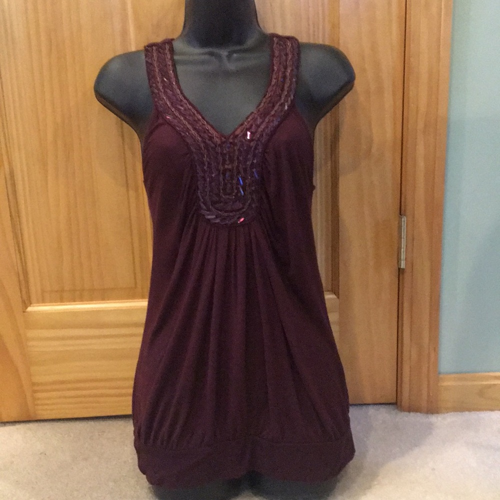 Forever 21 Bead Embellished V-Neck Sleeveless Top